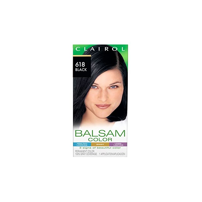 Clairol Balsam Permanent Hair Dye, 618 Black Hair Color, Pack