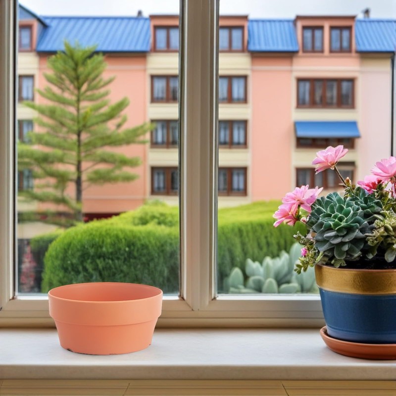 Lurrose 3pcs Japanese Style round Plastic Flower Pots Imitation Clay