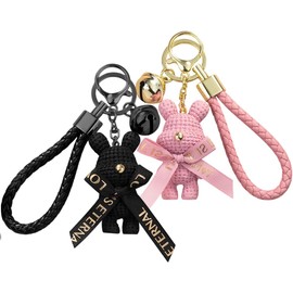 NIERBO Llavero de Oso para Mujeres y Hombres, 2 Llaveros de Oso con Diseño Creativo de Superficie de Punto, Regalo a Juego para Amigos y Parejas