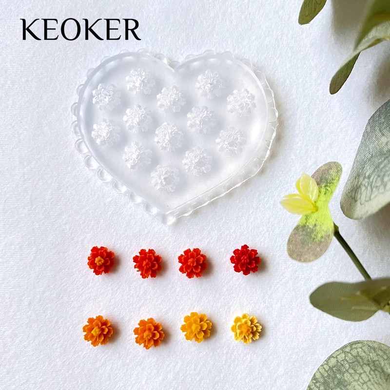 KEOKER Flower Polymer Clay Molds - 4 Pcs Daisy Miniature