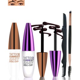 Peel Off Eyebrow Gel Kit,2Pcs Light Brown Tattoo Eyebrow Tinting Gel Easy Peel Off Tinted Eye Brow,Waterproof Long-lasting Up to 3 Days for Women Natural Brows Defined&Fuller Eyes Makeup Gift Set-02