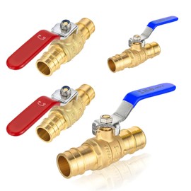 (Pack of 4) Seelink 1 Inch PEX-A Expansion Ball Valve, Brass Shut Off Valve for Pex-A Pipe Connection, Potable Water, ASTM F1960, Red&Blue