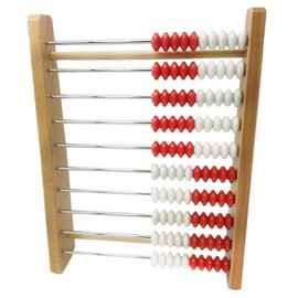 hand2mind Rekenrek 100-Bead Wooden Frame Abacus For Kids Math (Ages 3+), Individual Student Counting Frame,  White & Red Color Coded Beads, 10 Beads Each Row (Pack of 1), Model Number: 79505