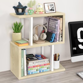 IGERI Desktop Bookshelf for Top of Desk Shelf - Bookcase 3-Tier Shelves Storage Small Book Organizer Hutch for Dorm Office College Table Top Organization