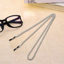 Azwood Silver Glasses Chain for Women Waterproof Glasses Strap Stainless Steel Hanger Link Chain for Face Mask Sunglasses Lanyard Necklace, Silver Style B