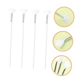 SAFIGLE 4Pcs Fan Brushes for Facial Application Gentle Cosmetic Applicator Tools for Masks Creams Serums Long Handle Design for Easy Use for Skincare Routine Makeup