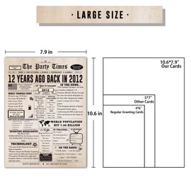 Ziwenhu Large 12th Birthday Card for Kids,Vintage 12 Year Old Birthday Gifts for Girls Boys,12th Birthday Decorations Party,12 Birthday Cards for Kids Nephew Niece