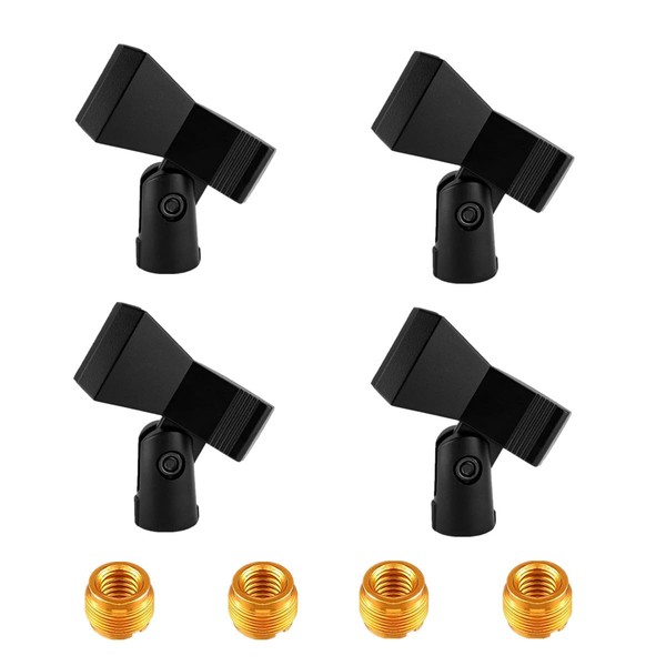 4 Pcs Universal Adjustable Microphone Clip Holder with 4 Adapters