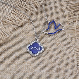 BAUNA Sorority Jewelry Rhinestone Earring Beaded Bracelet Zeta Greek Gift Finer Women Necklace (Rhinestone Necklace)