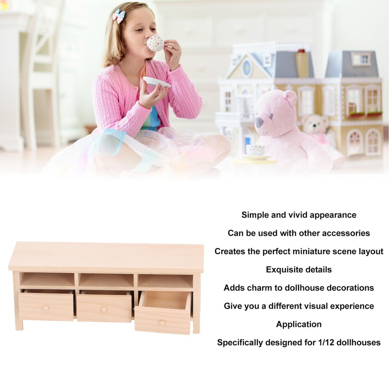 Miniature TV Cabinet Simulation Drawers Design Decorative Wooden Furniture Model