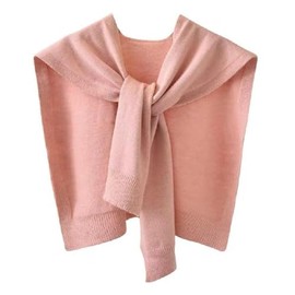 Women Sweater Shawl Wraps Y2K Knitted Tie Up Knotted Shoulder Cape Casual Travel Scarf Tops Trendy Preppy Streetwear (Pink, One Size)