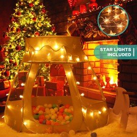 Baby Ball Pit for Toddler: with Star Lights - Pop Up Princess Play Tent for Kids - Indoor Outdoor Baby Girl Toys Birthday Gifts - NO Balls (Grayish Green Tent)