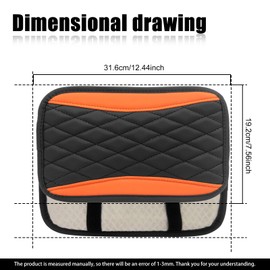 Car Center Console Cushion Pad Accessories Interior Protection Universal Leather Waterproof and Anti-scratch Armrest Seat Box Cover Profector for Most Car SUV Vehicle (Orange)