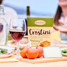 Dolcetto Oven Baked Crostini Crackers, Three Cheese Flavor, 7.05 Oz (Pack of 3), Artisanal Italian Crackers Made with Extra Virgin Olive Oil, Halal