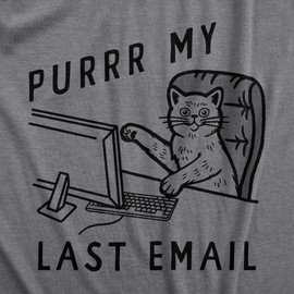Womens Funny T Shirts Purrr My Last Email Sarcastic Kitten Graphic Novelty Work Tee for Ladies Funny T Shirts Office Tops for Women Cool Cat Top Women's Dark Grey L