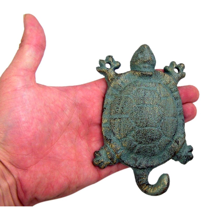 Wowser Cast Iron Turtle Wall Hook Set, Nautical Home Decor,