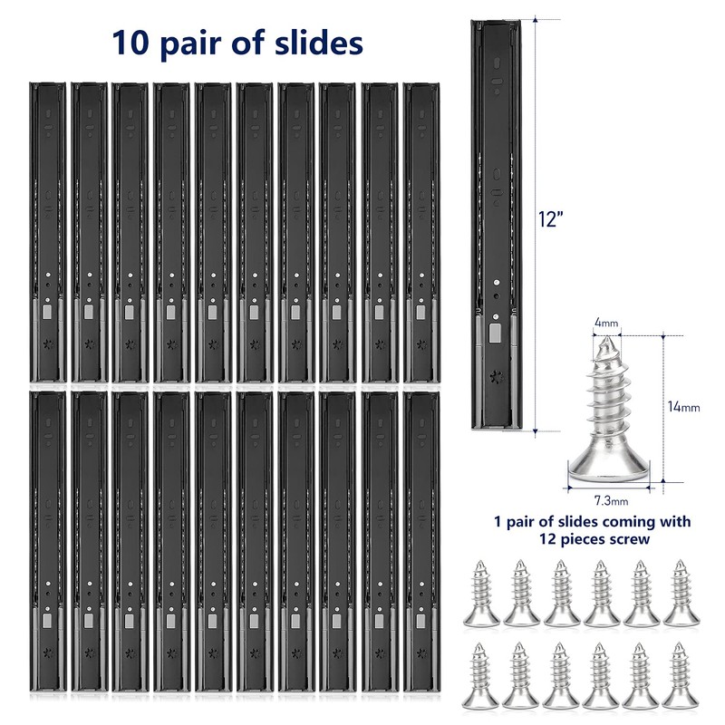 Ravinte 12 Inch Soft Close Drawer Slides 10 Pairs 20
