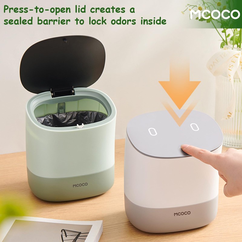 MCOCO Mini Trash Can with Pop Up Lid Portable mini