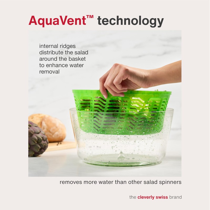 Zyliss Swift Dry Salad Spinner Large - Plastic Lettuce Colander