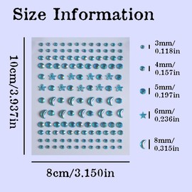 Moon Stars Face Gems Jewels Stick for Women Hair Face Diamonds Crystal Rhinestones Rave Party Festival Party Club Body Face Eye Nail Makeup Stickers Temporary Tattoos (Blue)