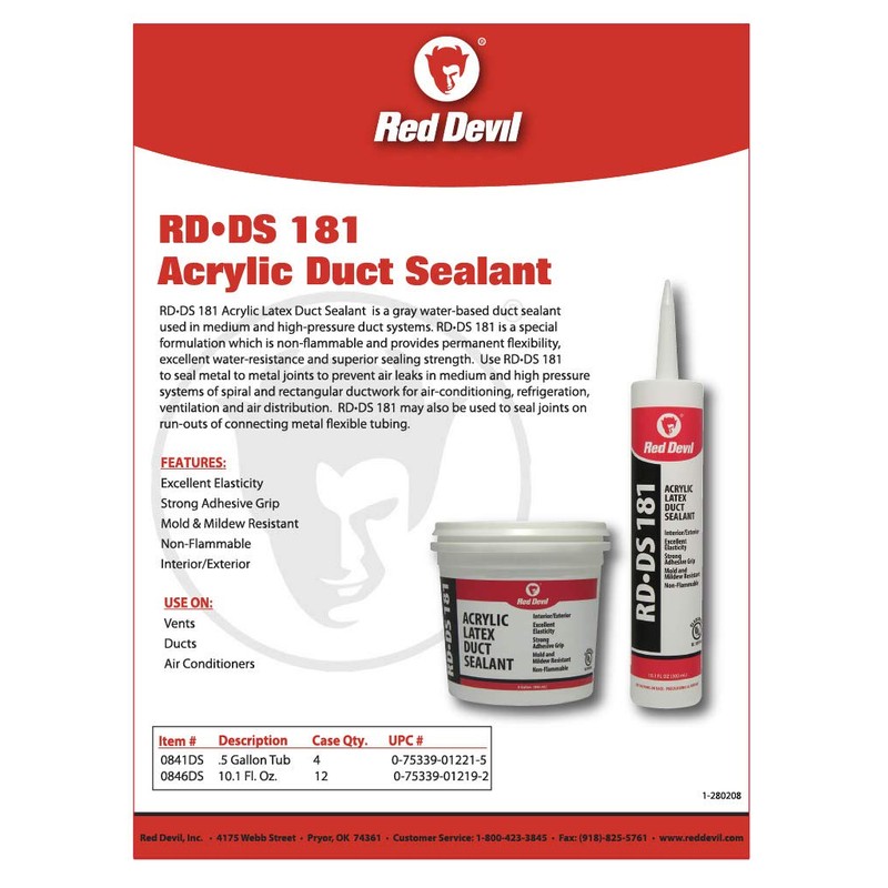 Red Devil 0846DS RD-DS 181 Acrylic Latex Duct Sealant, 10.1