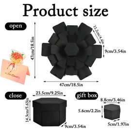 YEWCEP Surprise Box, Explosion Box, with 6 Faces, Surprise Box, Lovebox, Photo Hexagon Box for Mother's Day, Birthday, Anniversary, Wedding