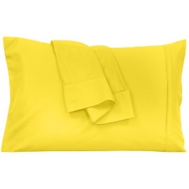 Royale Linens Queen Pillowcase Set of 2 - Bed Pillow Cover - 20" x 30" - Pillowcases - 1800 Brushed Microfiber, Wrinkle & Fade Resistant - Soft & Cozy- Queen Size Pillow Case (Queen, Yellow)