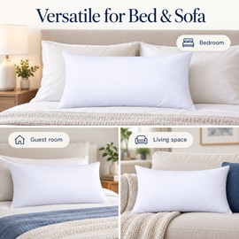 Soft Throw Pillow Inserts for Couch and Bed – Fluffy White Cushion Fillers for Comfortable Everyday Home Decor, 3 Sizes