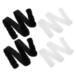 Hohopeti Versatile Faux Fur Strips 4pcs Plush Fabric White Black 5cm Wide 1.5m Long for DIY Decor Clothing
