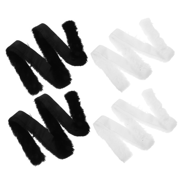 Hohopeti Versatile Faux Fur Strips 4pcs Plush Fabric White Black