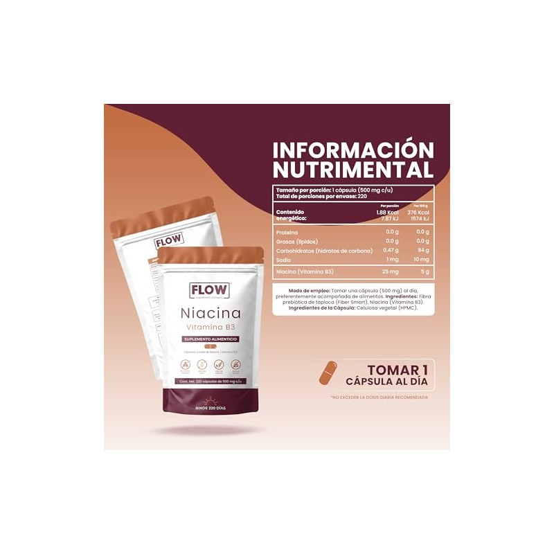 NIACINA (Vitamina B3) - Flow Supplement | LLEVA MÁS X
