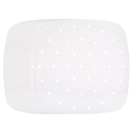 HARFINGTON 200pcs Air Fryer Liners 9.4 Inch Square Bamboo Steamer Liners with Holes Non-Stick Perforated Parchment Paper Sheets Disposable Steamer Paper for Air Fryers Steaming Basket, White