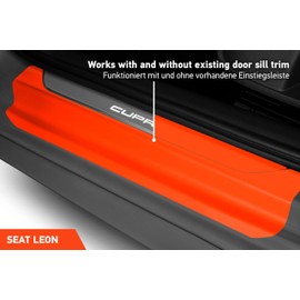 Luxshield Car Door Sill Protector for Seat Leon Sportstourer 4 (IV) KL I 2020-2025 - Protective Film Car Door Accessories Trim Paint Protection Film Carbon Black