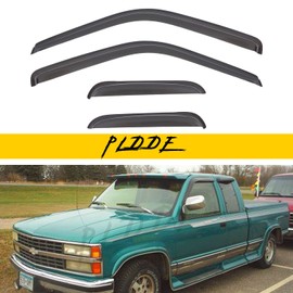 PLDDE Smoke Compatible with Window Visors Sun Rain Guard 1988-2000 Chevy GMC C10 C1500 C2500 C3500 K1500 K2500 K3500 Pickup Extended Cab Outside Mount