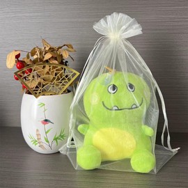 LYSXP - 30 bolsas de organza de 10 x 14 pulgadas, color marfil, grandes bolsas de organza transparentes con cordón para fiesta, Navidad, bolsas de caramelo..