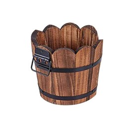 Colrid Wooden Flower Pots, Planter, Planter, Round, Natural, Handmade, Safe for the Human Body, Durable, with Drainage Hole, for Flowers, Home, Garden, Balcony