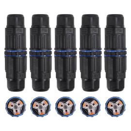 MELIFE 5PCS IP68 Waterproof Electrical Cable Connector, Outdoor 3 Pin Junction Box, Electrical Wire Connectors for 6-10mm(250V 16A), Quick Screwless Installation