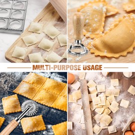 8 Pieces Ravioli Mold Set, ravioli cutter, Ravioli Maker Cutter with Roller Wheel, Ravioli Cutter Set with Wooden Handle, Pasta Making Kit for Ravioli Press Mold. Suitable for home and restaurant us