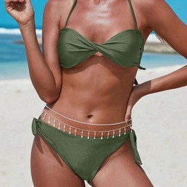 ELABEST Layered Belly Chain Rhinestone Waist Chain Adjustable Waist Jewelry for Women (A(Silver), 23.6+7.8inch)