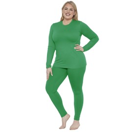 STRETCH IS COMFORT Women's Long Sleeve Flat Crew Neck and Leggings Set Kely Green X-Large