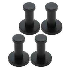 Mgoodoo Stainless Steel Wall Hook, Wall Hook, Hanger, Storage, Includes Screws, Hat Hanger, Coat Hanging (1.6 x 2.2 inches (40 x 55 mm), Black 4 Pieces