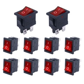 RuoFeng KCD1-104N ON-OFF 4 Pin 2 Position Red LED Light Illuminated Mini Boat Rocker Toggle Switch 6A/250V 10A/125V AC 10 Pcs