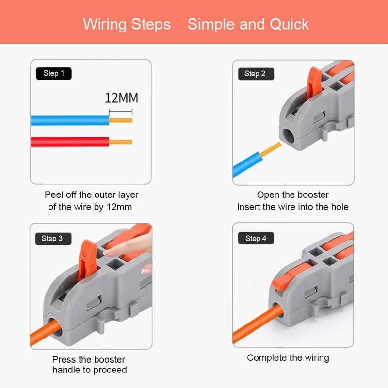WLERIR 10PCS Mini Quick Wire Connectors, DIY Spliced Into 2/3/4/5