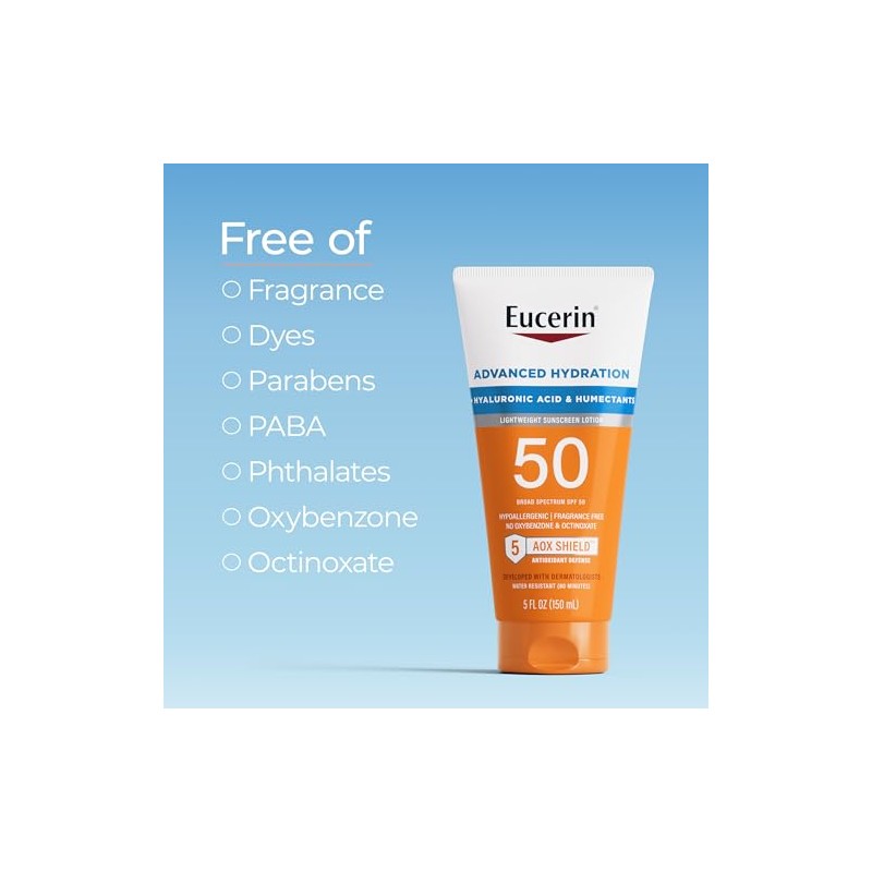 Eucerin Sun Advanced Hydration SPF 50 Sunscreen Lotion, 5 Fl