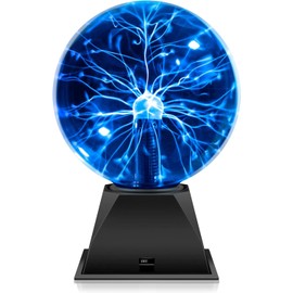 QingHong 6 Inch Plasma Globe Touch & Sound Sensitive Plasma Ball Lamp Electric Ball Lightning Toys for Home, Prop, Decoration, Parties,Kids over 7 years old(Blue)