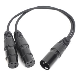 1 Male XLR Input to 2 Female XLR Output Cable Y Type Adapter Conversion Cable Accessories