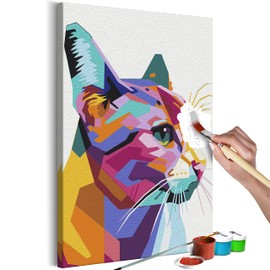 murando - Paint by Numbers Cat Animal Colourful Geometric 40 x 60 cm Painting Set with Wooden Frame on Canvas for Adults Children Painting Hand Painted Kit DIY Gift Decoration