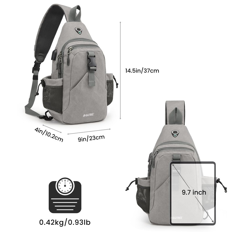 G4Free Canvas Sling Bag Crossbody Backpack with USB Charging Port