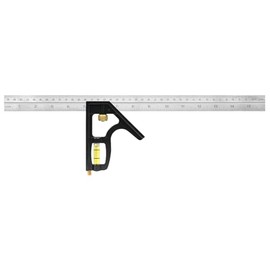 Johnson Level & Tool 420EM-S Heavy Duty Professional Inch/Metric Metal Combination Square, 16", Silver, 1 Square