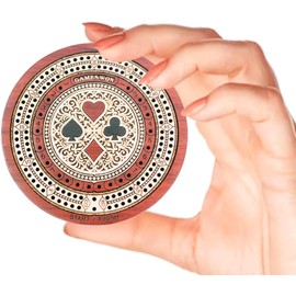 House of Cribbage - 2 pistas de 60 puntos, forma redonda, tamaño de bolsillo, tablero de madera de viaje, tamaño 4 pulgadas (madera de mapamadera de